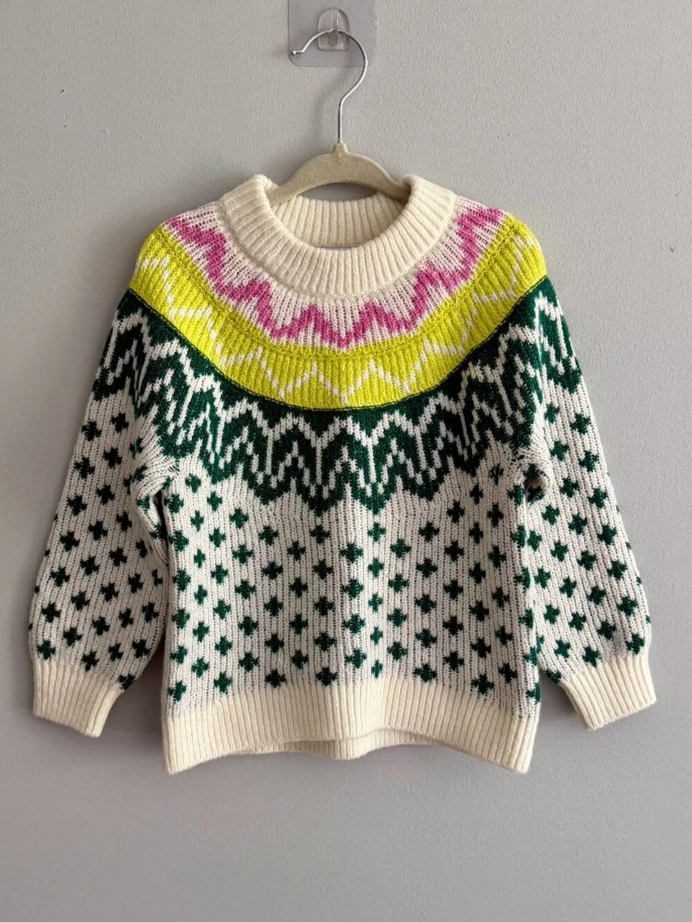 NWT Old Navy Fair Isle Knit Sweater Toddler Girls 3T Multicolor Winter